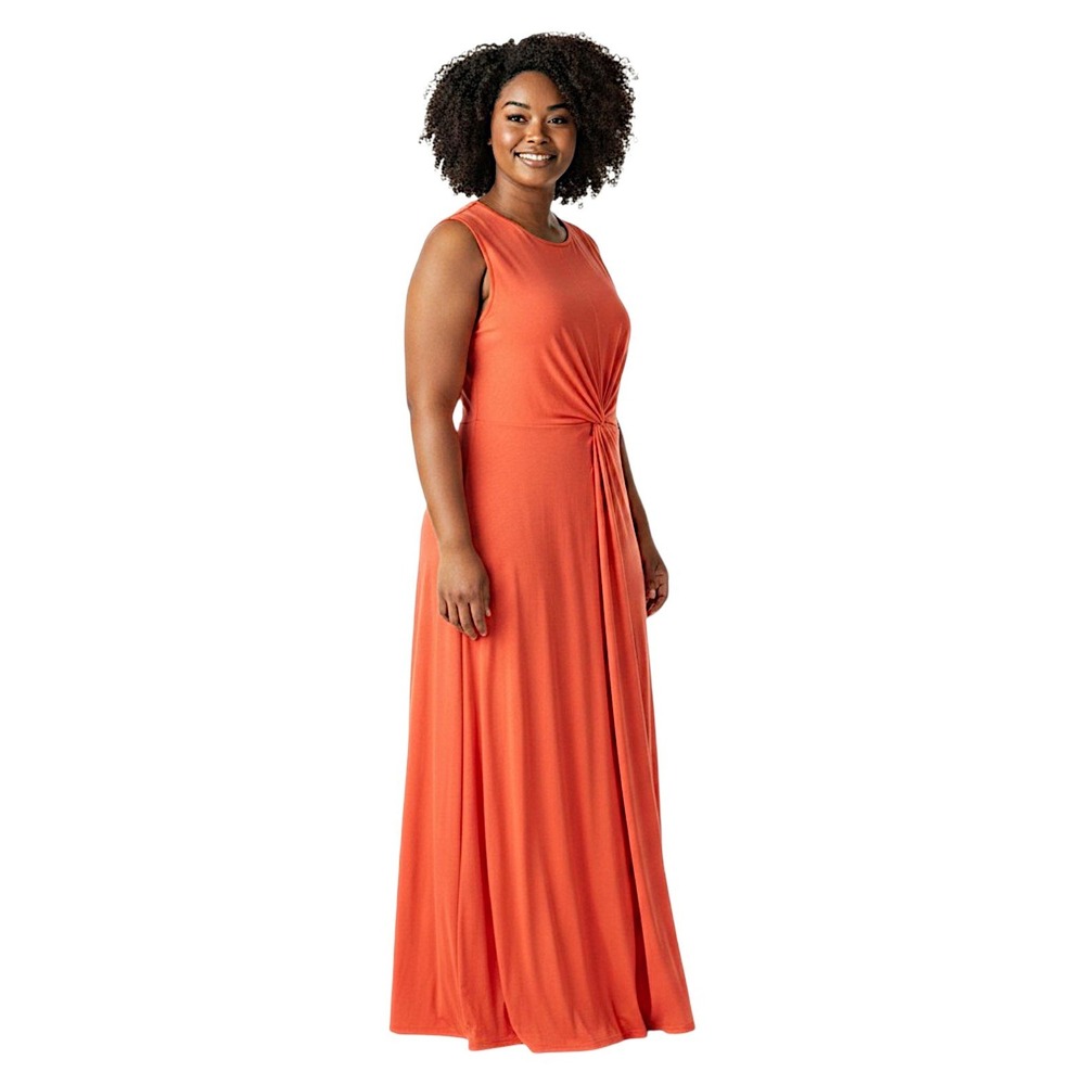 Old Navy The Occasion Maxi Dress XL Tall Coral Knot Front Sleeveless Stretch